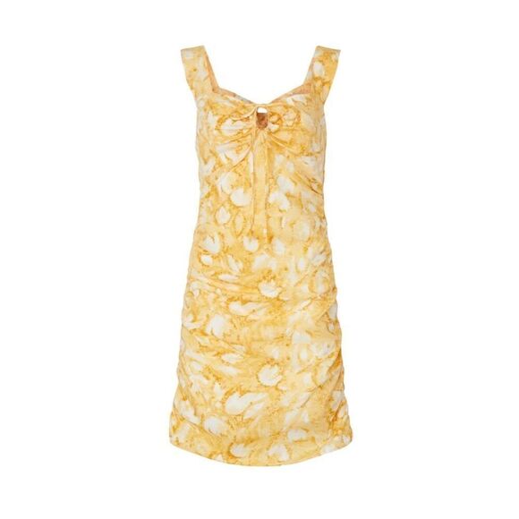 Louna Yellow Printed Cotton Blend Mini Dress - Picture 4 of 8